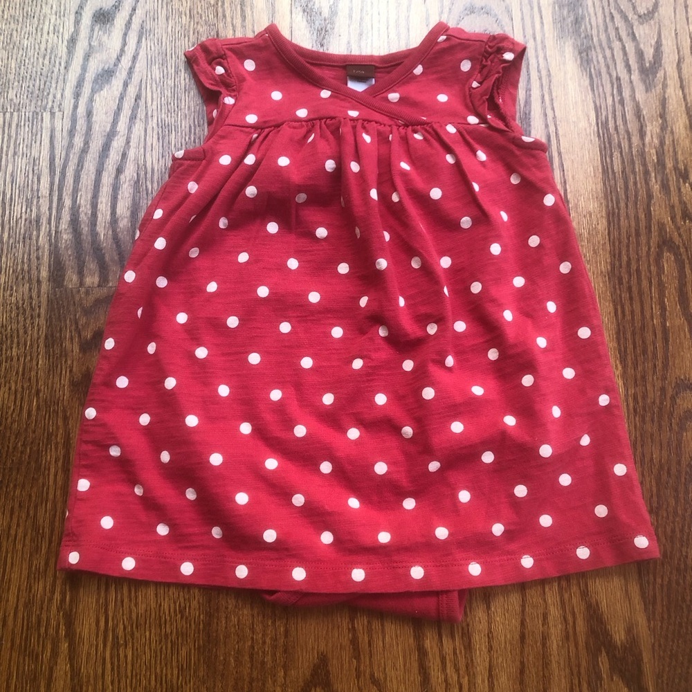 Tea Collection Red Polka Dot Dress with White Dots